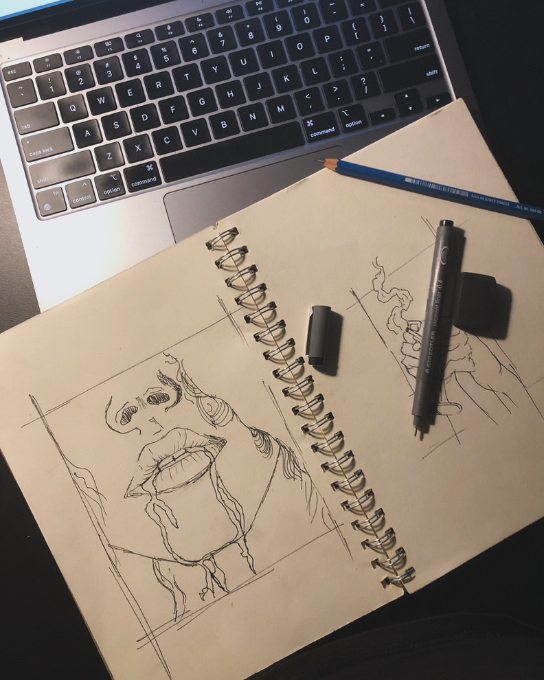 Sketchbook on laptop